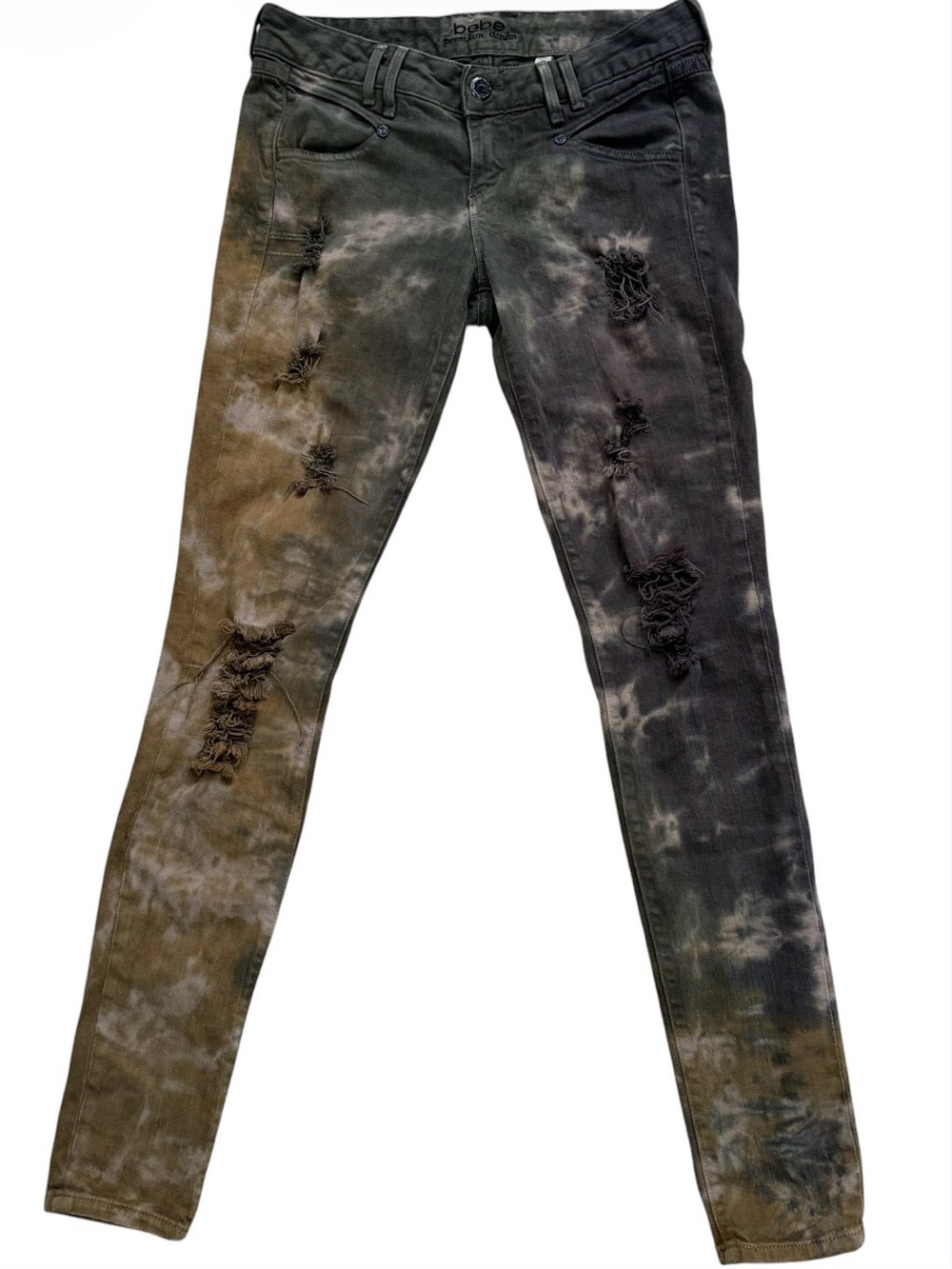 Distressed Ripped Tie-Dye Wash Skinny Jeans Size 27” by bebe
